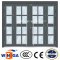 Classic Grey Color Big Security Steel Glass Door (W-GD-37)